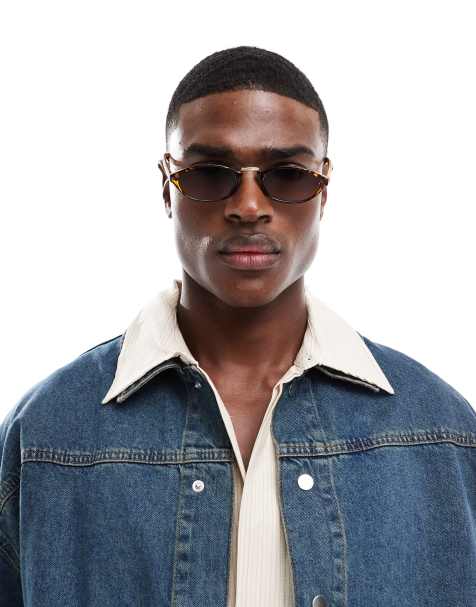 ASOS DESIGN oval sunglasses in tortoise shell with brown lens - view 1