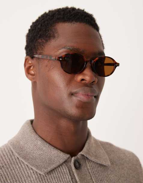 ASOS DESIGN oval sunglasses in tortoise shell with brown lens - view 1