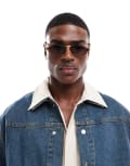 [ASOS DESIGN] ASOS DESIGN oval sunglasses in tortoiseshell with brown lens No Size BROWN