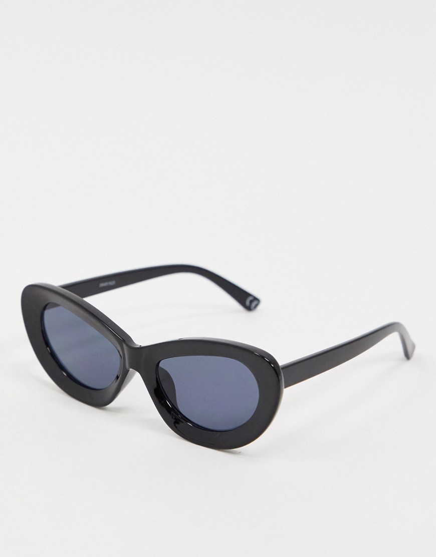 ASOS DESIGN – Ovala cat eye-solglasögon med slipade bågar-Svart