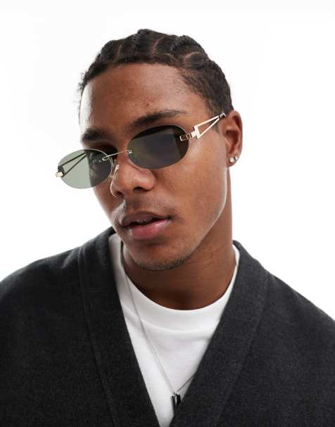 ASOS DESIGN - Ovale jaren 90 zonnebril zonder rand in goud met tortoise detail en rookglazen - view 1