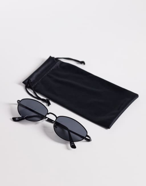 ASOS DESIGN - Ovale metalen zonnebril in matzwart, 3 van 3