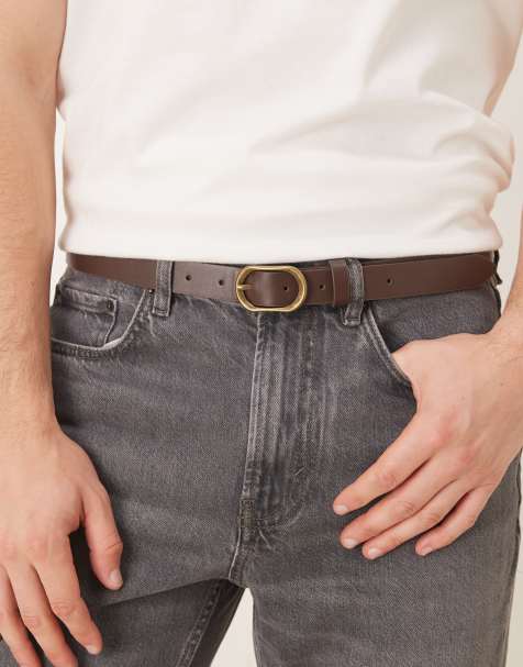 ASOS DESIGN - Ovale riem met gesp van bruin imitatieleer - view 1