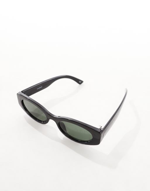 ASOS DESIGN - Ovale solbriller i sort, 3 af 4