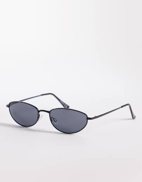 ASOS DESIGN – Ovale Sonnenbrille aus Metall in Mattschwarz - view 1