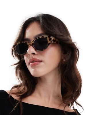 ASOS DESIGN - Ovale Sonnenbrille in milchiger Schildpattoptik-Braun