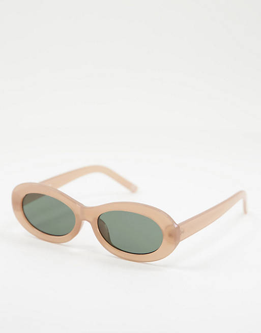 ASOS – kleine, ovale sonnenbrille mit blauen gläsern in Grau für