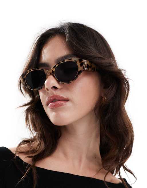 ASOS DESIGN - Ovale zonnebril in melkachtige tortoise