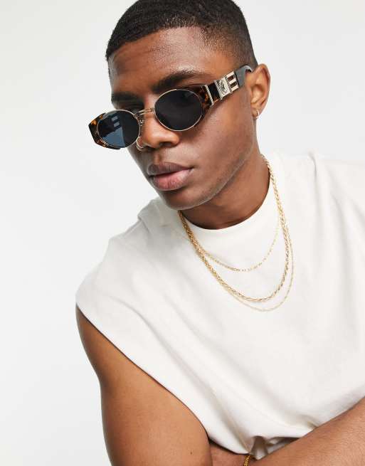 ASOS DESIGN - Ovale zonnebril in tortoise en goud met rookglazen, 4 van 4