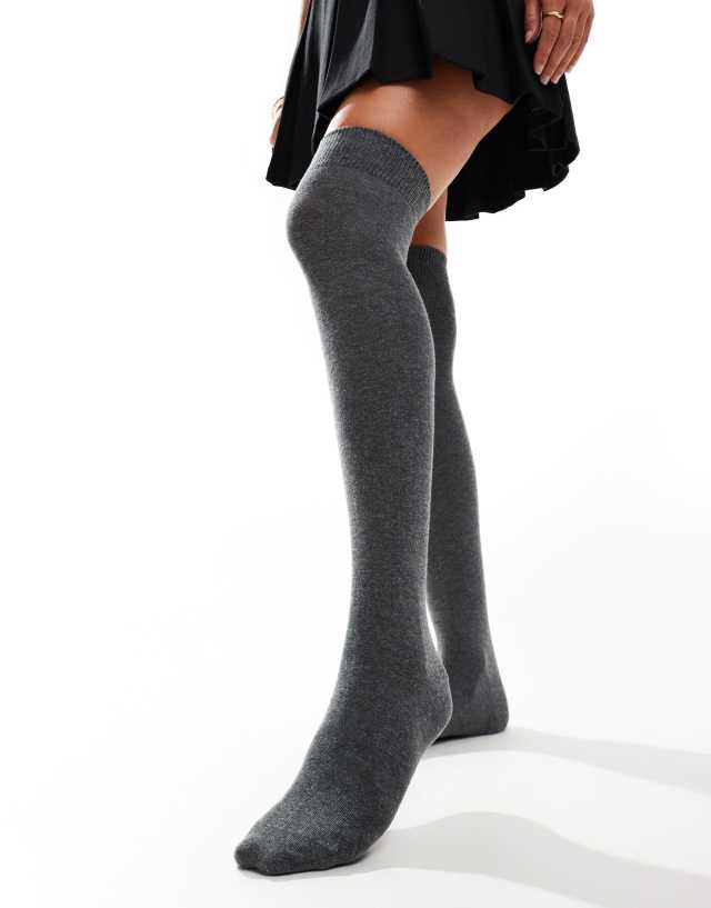 ASOS DESIGN - over the knee sock in grey