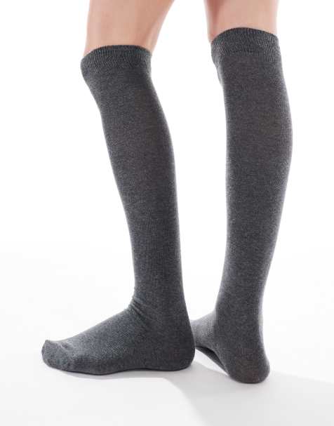 ASOS DESIGN over the knee sock in grey - view 1