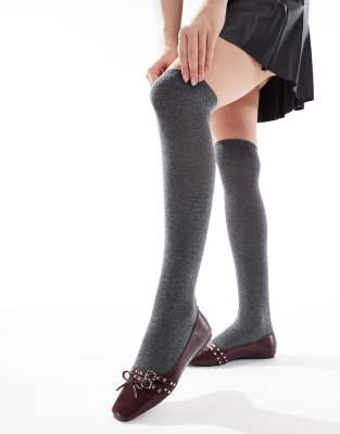 Asos Design Over The Knee Socks In Gray