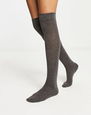 ASOS DESIGN over the knee socks in grey
