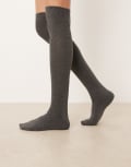 [ASOS DESIGN] ASOS DESIGN over the knee socks in grey One Size GREY