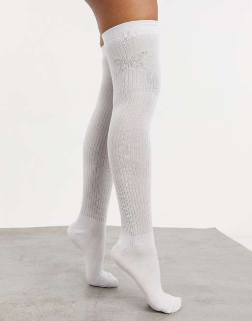 White knee shop socks