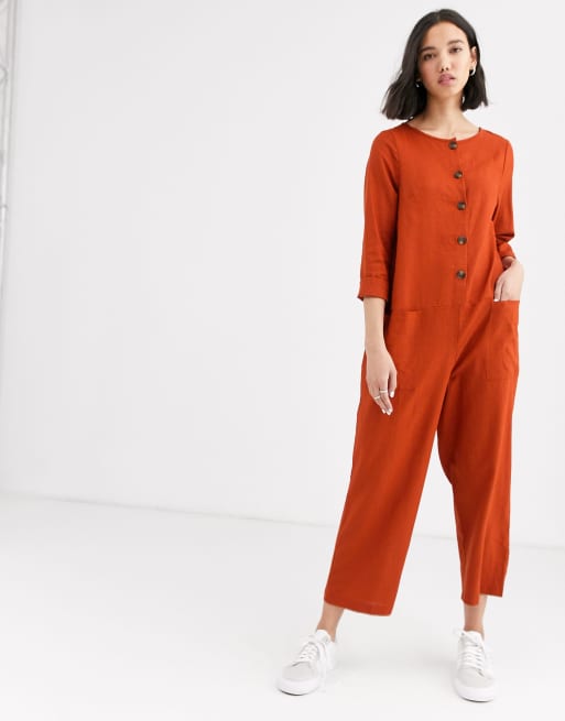 ASOS DESIGN - Overall met knopen en lange mouwen