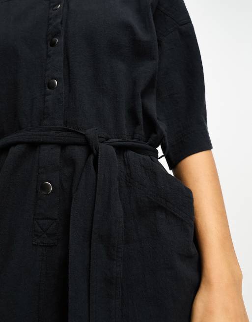 ASOS DESIGN – Overall zum Reinschlüpfen in Schwarz mit Knopfleiste, 3 von 4