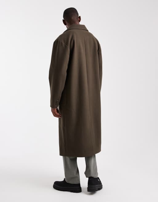 ASOS DESIGN overcoat with patch pocket in green, 5 of 5