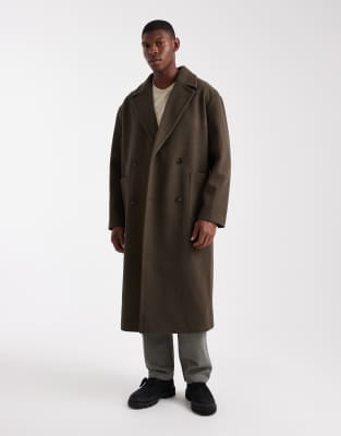 Asos Design Overcoat With Patch Pockets In Green