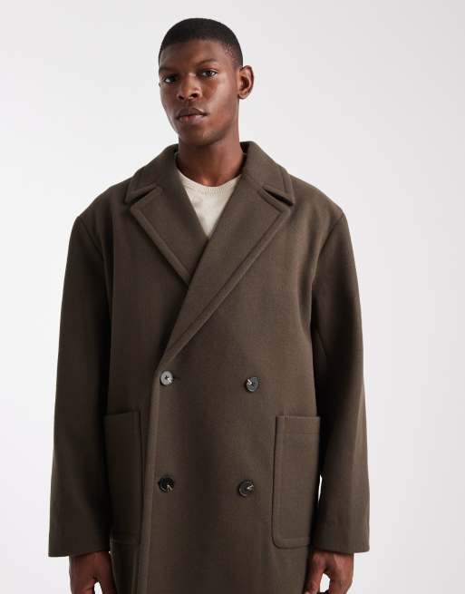ASOS DESIGN overcoat with patch pockets in green, 4 of 5