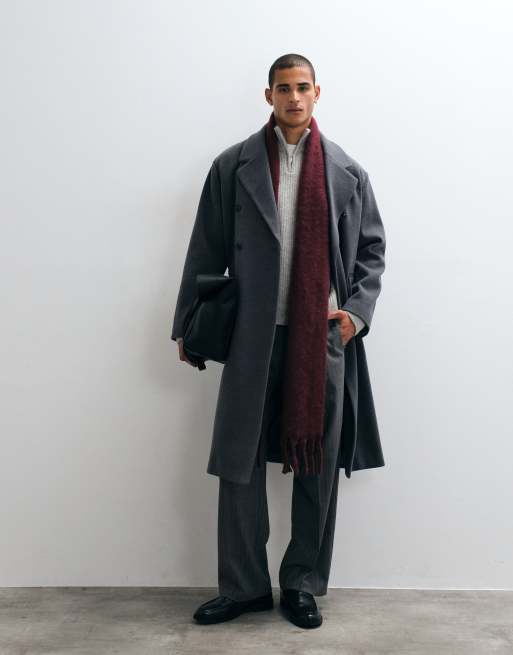 ASOS DESIGN overfrakke i uldlook i charcoal, 5 af 5