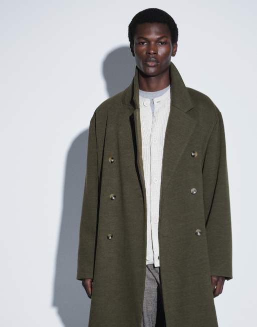 ASOS DESIGN overfrakke i uldlook, oversized, grøn, 3 af 4