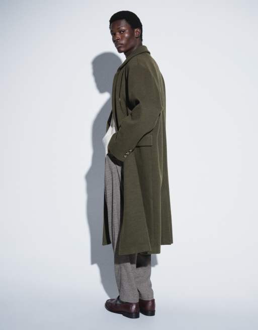 ASOS DESIGN overfrakke i uldlook, oversized, grøn, 4 af 4