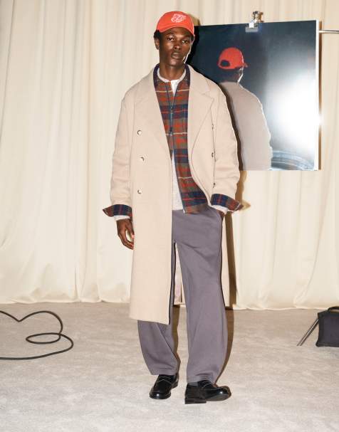 ASOS DESIGN overfrakke i uldlook, oversized, i taupe - view 1
