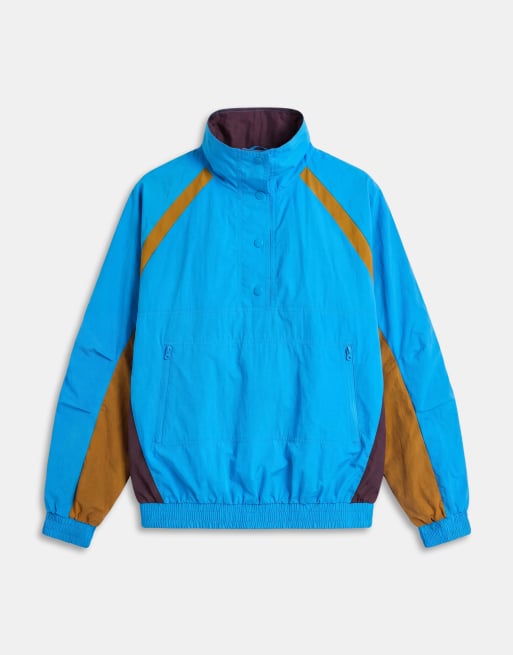 ASOS DESIGN overhead colour-block track jacket in turquoise, 5 of 7