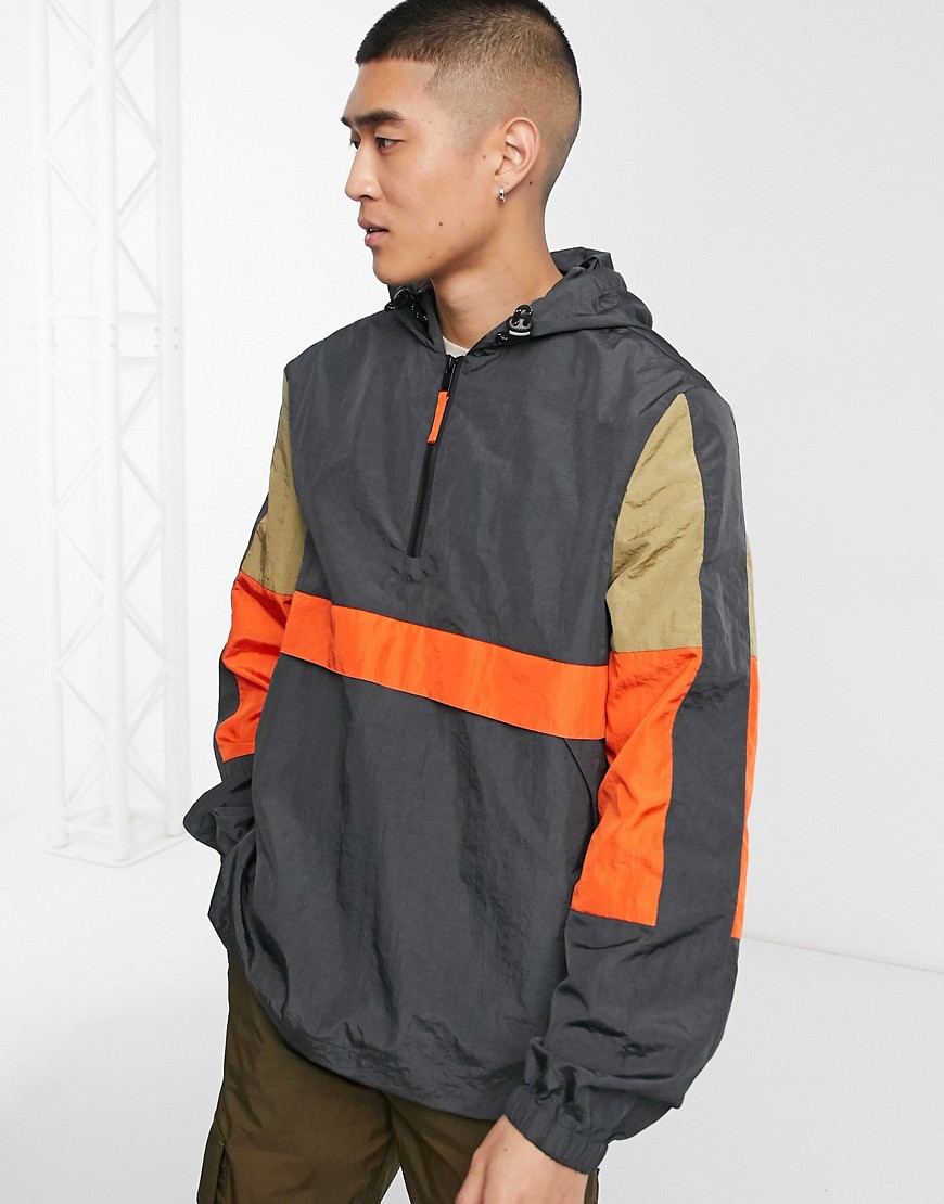 ASOS DESIGN overhead jacket in gray and orange-Grey
