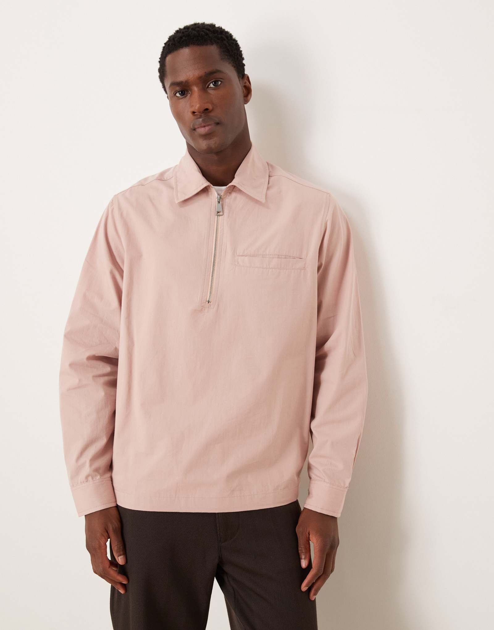 ДИЗАЙНЕРСКАЯ верхняя рубашка из поплина ASOS на молнии сиреневого цвета