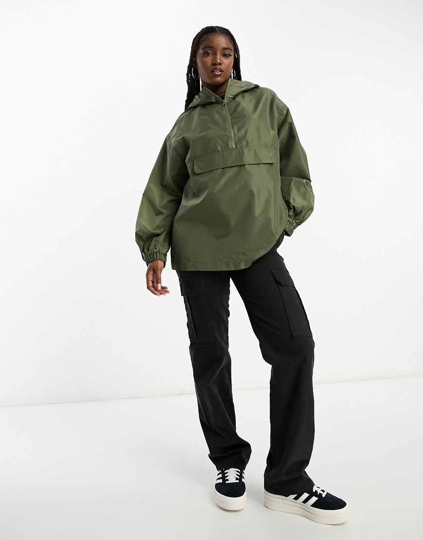 ASOS DESIGN overhead rain jacket in khaki-Green
