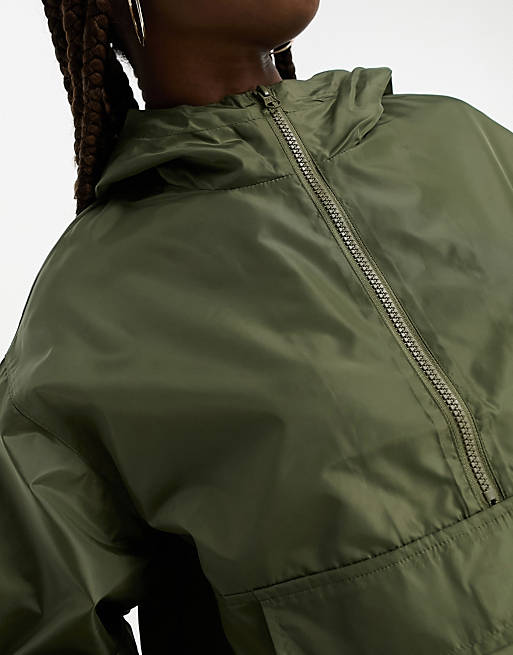 ASOS DESIGN Curve overhead rain jacket in khaki ASOS Damen Kleidung Jacken & Mäntel Jacken Regenjacken 