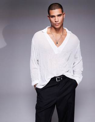 Asos Design Overhead Sheer Shirt In White