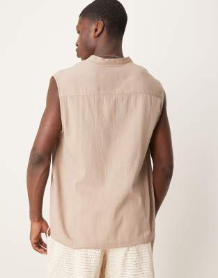 Asos Design Overhead Shirt With Stand Collar