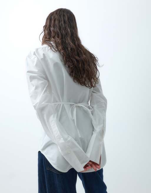 ASOS DESIGN overhemd met getailleerde taille in wit, 3 van 9