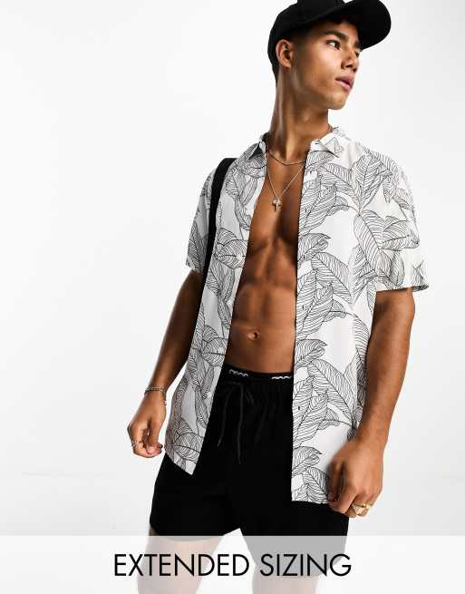 ASOS DESIGN - Overhemd met getekende bladprint 