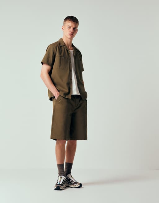ASOS DESIGN - Overhemd met korte mouwen in kaki, deel van co-ord set, 2 van 12