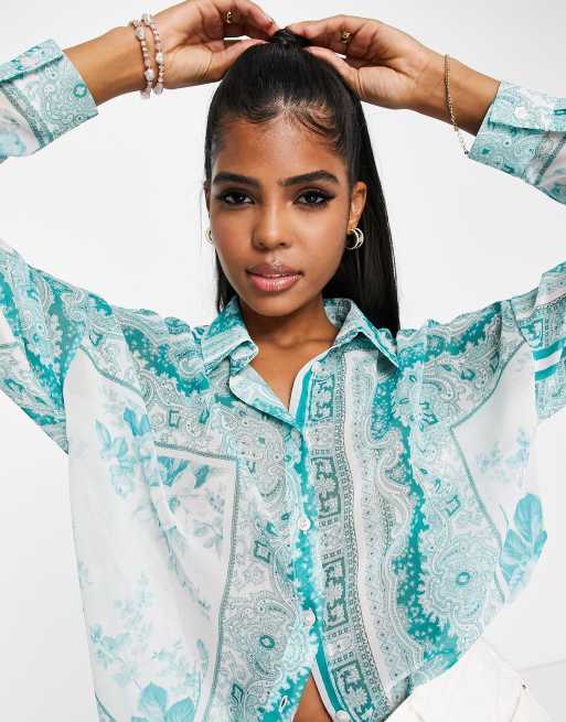ASOS DESIGN - Overhemd met lange mouwen en gemengde paisley- en bloemenprint, 3 van 4