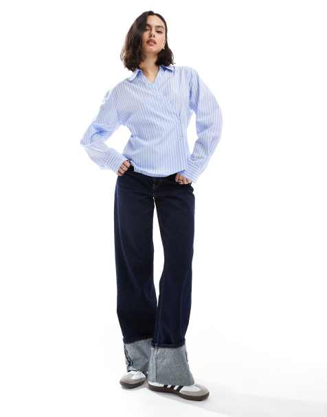 ASOS DESIGN - Overhemd met overslag en cocoon-mouwen in gestreept - view 1