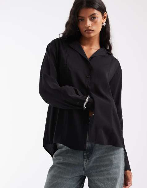 ASOS DESIGN overhemd met reverskraag in zwart - view 1