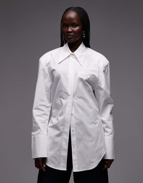 ASOS DESIGN - Overhemd met schoudervullingen en gestrikte achterkant in wit - view 1