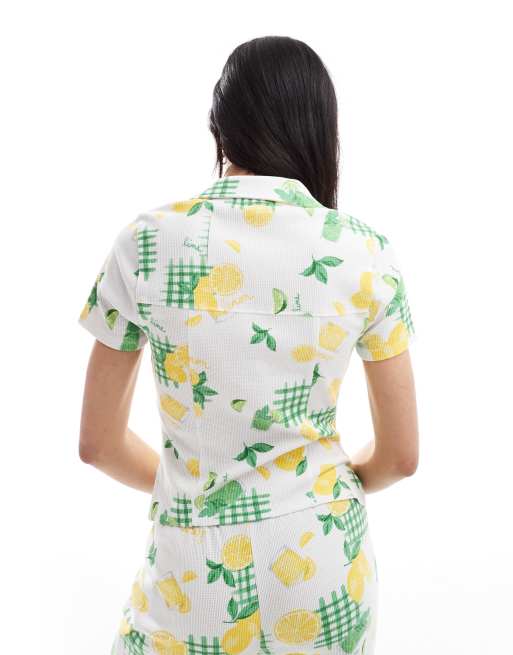 ASOS DESIGN - Overhemd met wafeltextuur en citroenprint, 4 van 4