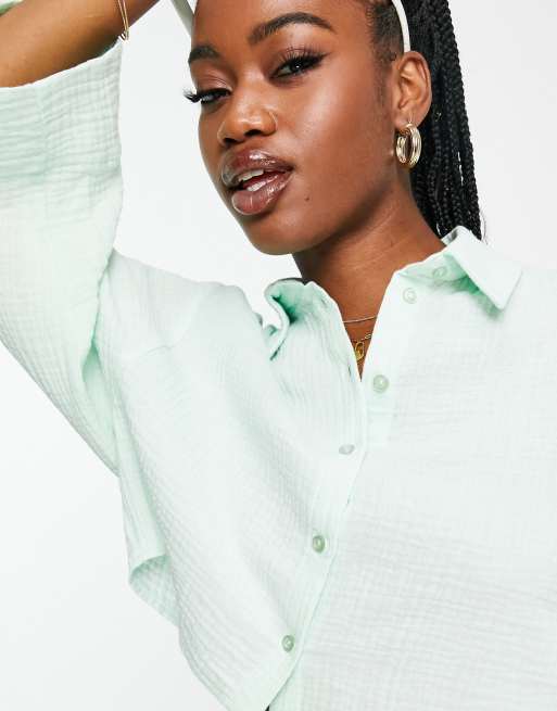 ASOS DESIGN - Overhemd van natuurlijke kreukelstof in mintgroen, 4 van 4