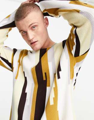 ASOS DESIGN overized jumper in netural textured stripe