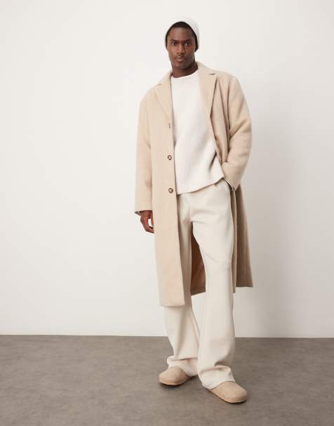 ASOS DESIGN - Overjas van geborstelde wolmix in beige - view 1