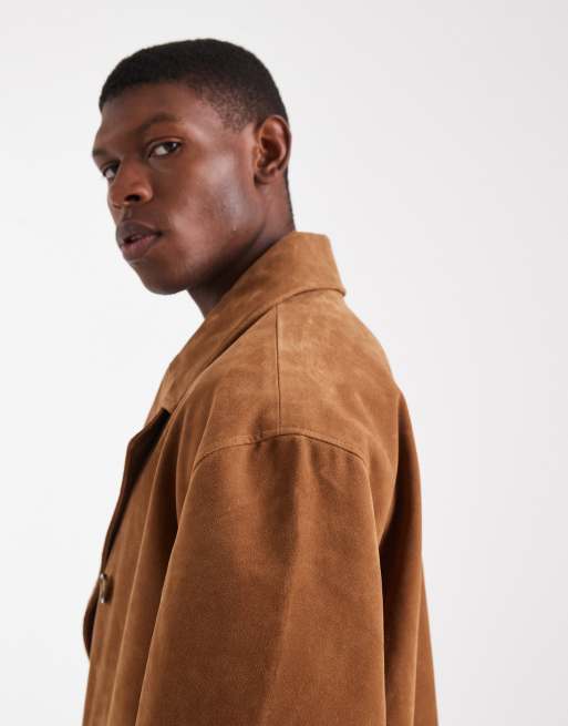 ASOS DESIGN - Overjas van imitatiesuède in bruin , 4 van 5