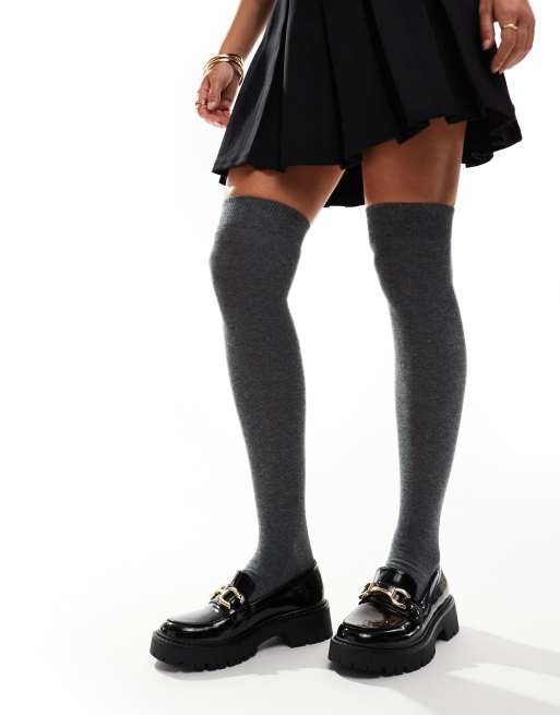 ASOS DESIGN – Overknee-Strümpfe in Grau, 2 von 4