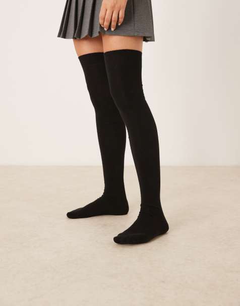 ASOS DESIGN – Overknee-Strümpfe in Schwarz - view 1