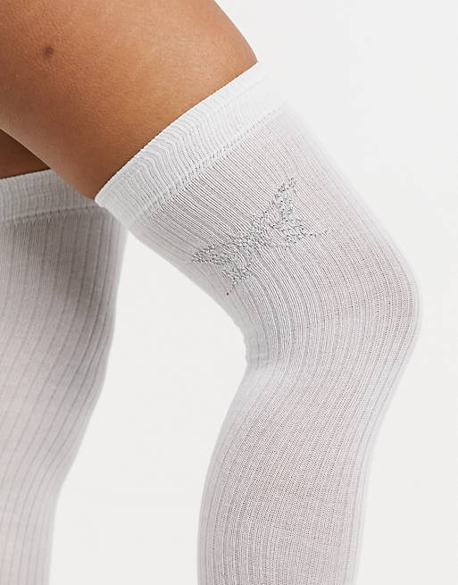 Damen Bekleidung Strumpfware Socken ASOS Synthetik Asos design tall overknee-socken aus strick in Grau 
